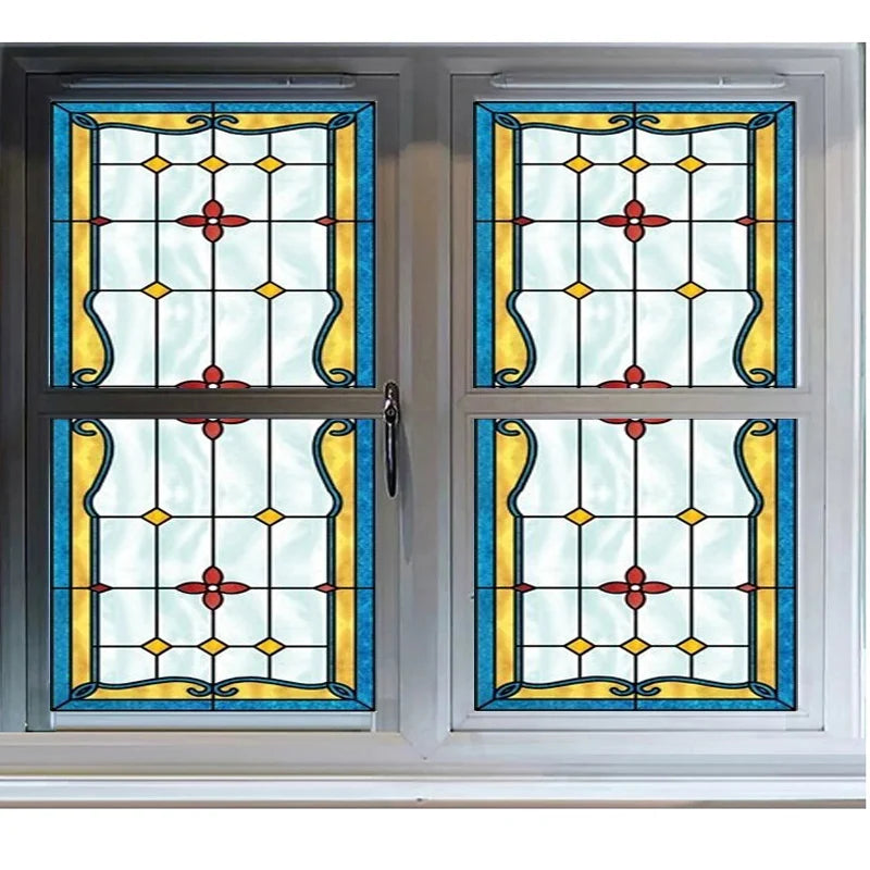 Custom Size Frosted Window Film,European Style Art Translucent Stained Glass Films, Door Stickers,Privacy Instead Curtains