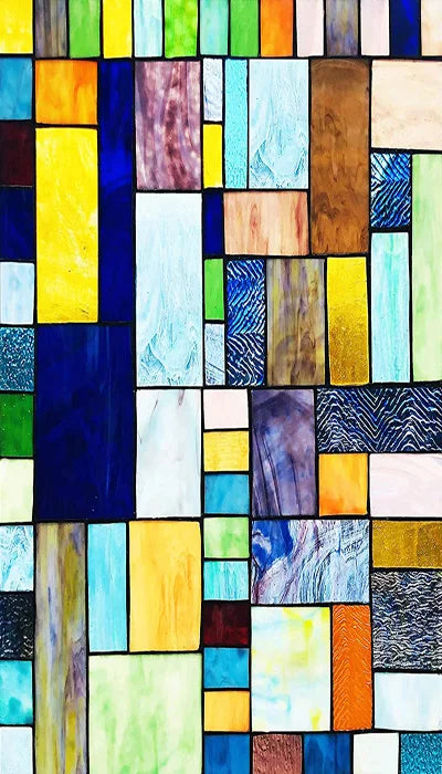 Custom Size Window Film, Stained Glass Stickers, Static Cling, 3D Print Rainbow Mosaic for Window Door, Home Decor