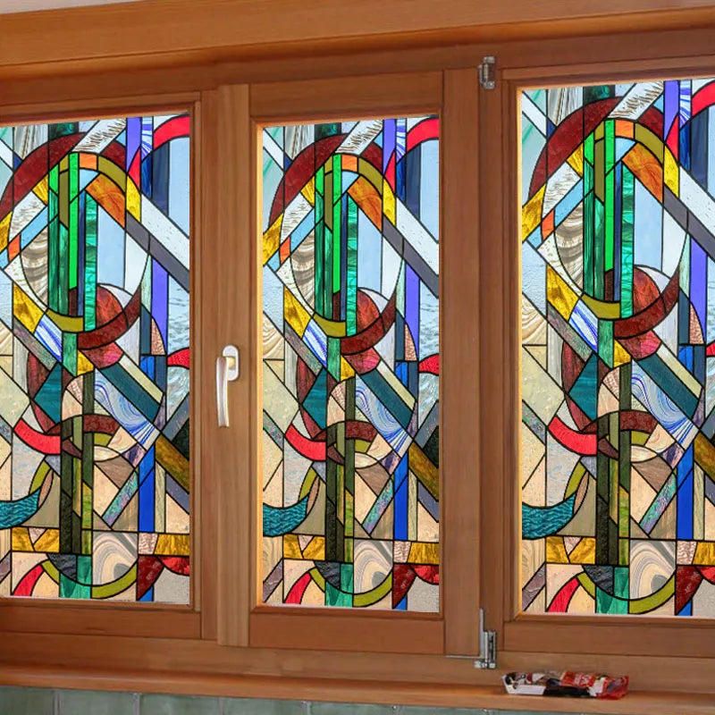 Window Films Stained Glass Films Static Cling Frosted Opaque Church Home Decor Door Sticker Window Treatment Privacy Custom Size