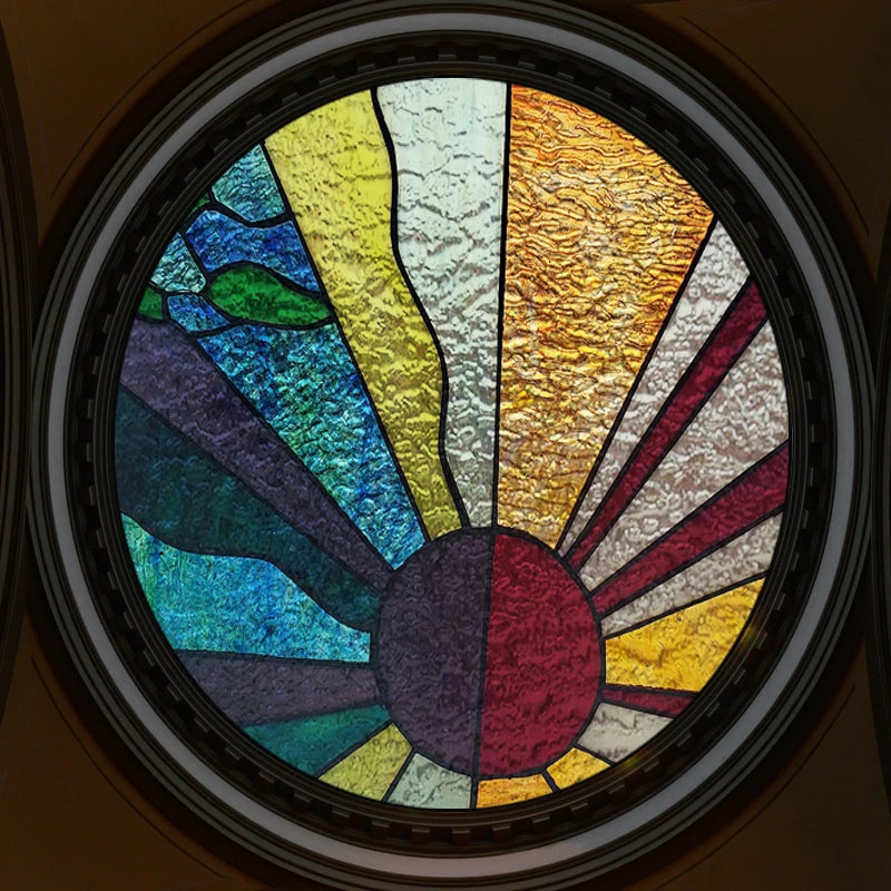 Custom 3D Frosted Stained Glass Window Film, Static Cling,Retro Church Jesus Birds Cat Home Decor Stickers Rose Window Treatment