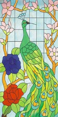 Customized Size No Glue Static Cling Frosted Stained Glass Film Window Films Sticker for Bathroom Door Home Decor Church Peacock