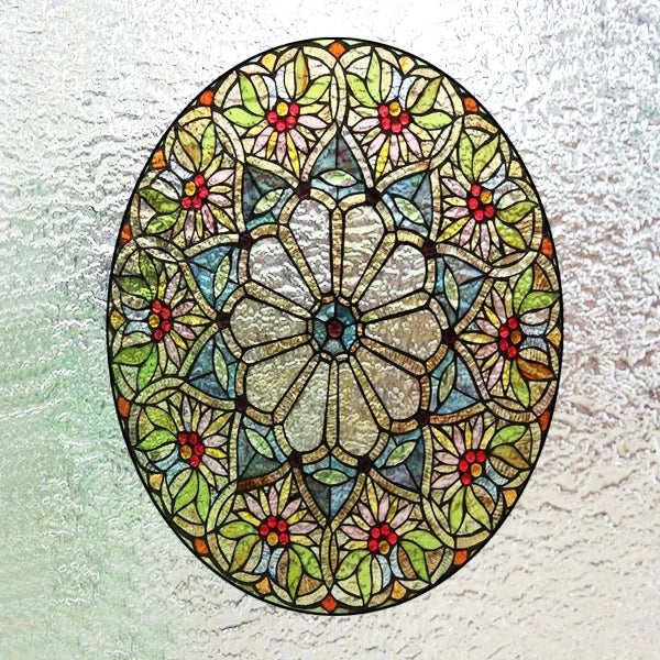 Custom 3D Frosted Stained Glass Window Film, Static Cling,Retro Church Jesus Birds Cat Home Decor Stickers Rose Window Treatment