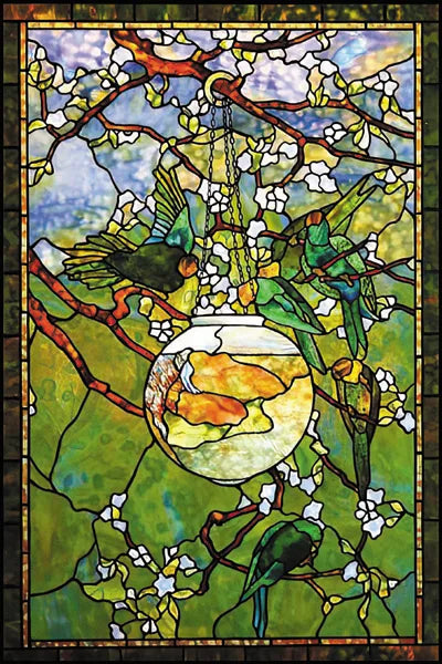 Customized Stained Glass Film Window Films Static Cling Frosted Sticker Tiffany-Style Poster Home Decor Church Peacock Birds