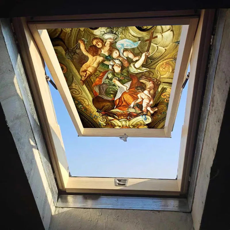 Custom Size Glass Film PVC Self Adhesive Decorative Frosted Privacy Stained Glass Window Films Jesus Christ Church Angel Cross