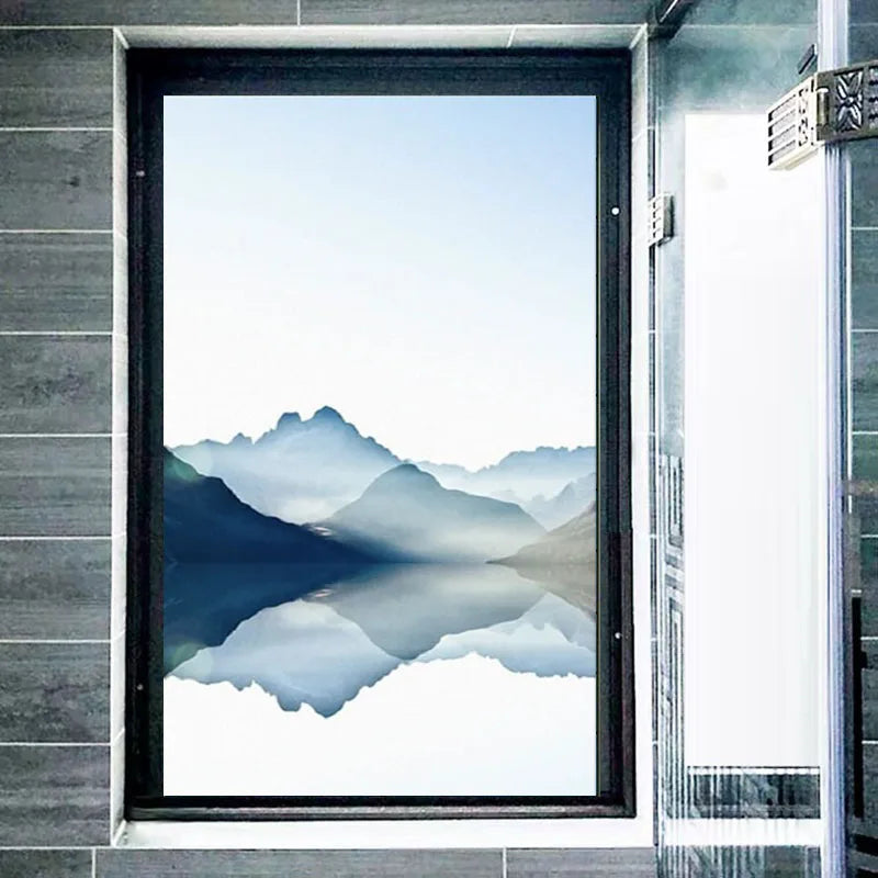 Window Films Glass Film Stickers, Self Adhesive, Static Cling, Frosted Privacy Sticker, Lake Hills Picture, Custom Size