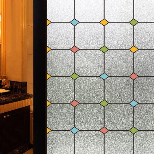 Custom Size Stained Glass Window Film Frosted No Glue Static Cling Privacy Sticker For Home Decoration For Kitchen Door Bathroom