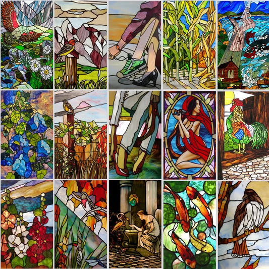 Frosted Window Film Stained Glass Film Vintage Tifany Church Style Colorful Window Door Stickers For Kitchen Bathroom Privacy