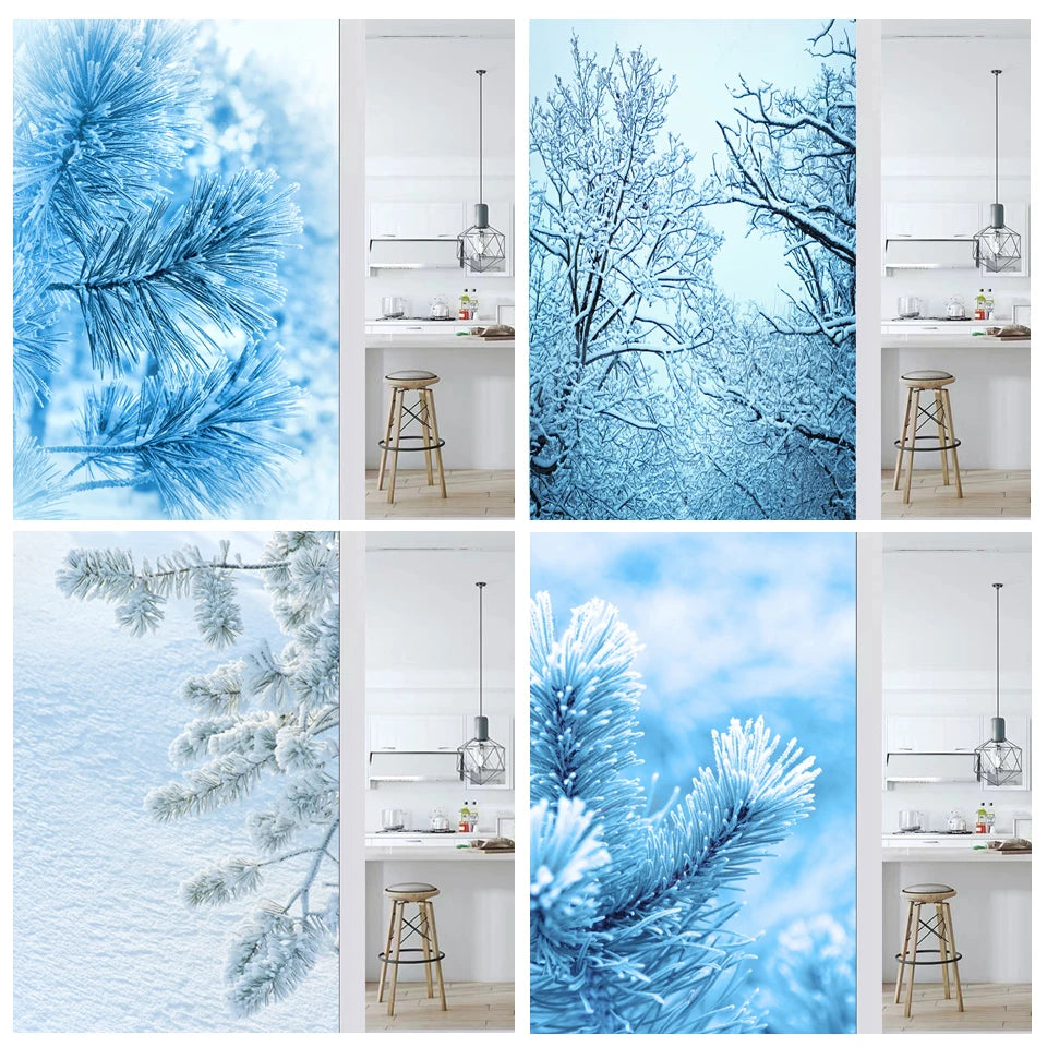 Custom Size Frosted Window Film Privacy Sticker Window Stickers Stained Glass Opaque Static Cling Snow in Winter-Cool in Summer