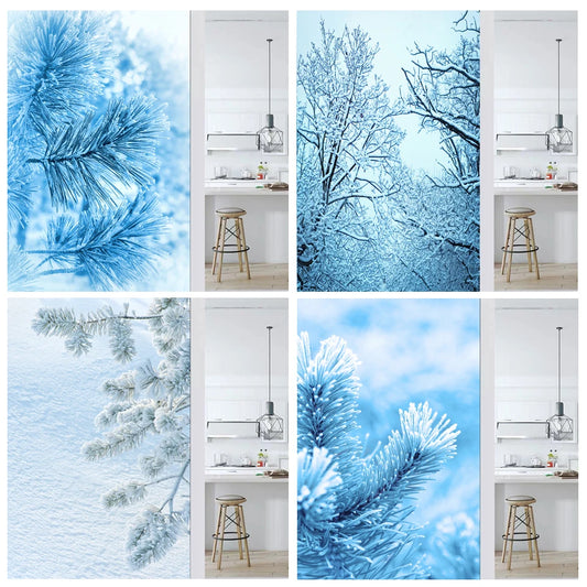 Custom Size Frosted Window Film Privacy Sticker Window Stickers Stained Glass Opaque Static Cling Snow in Winter-Cool in Summer
