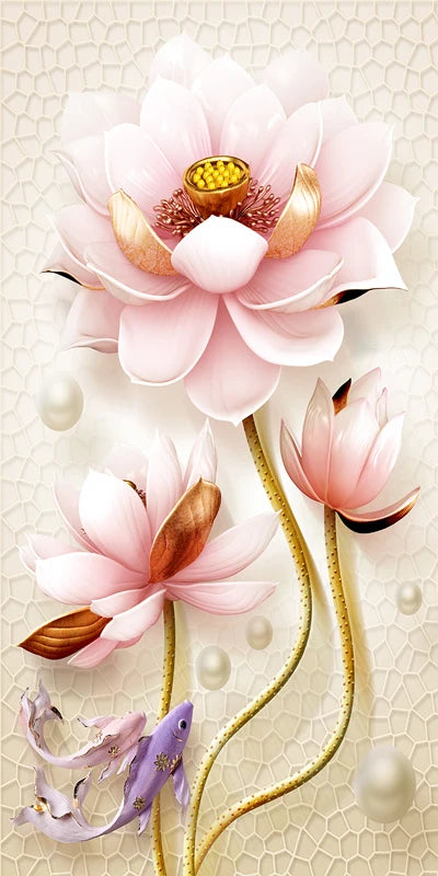 Stained Glass Door Stickers, Opaque Self-Adhesive, Lotus Poster for Kitchen, Bedroom, Bathroom, Customized Size