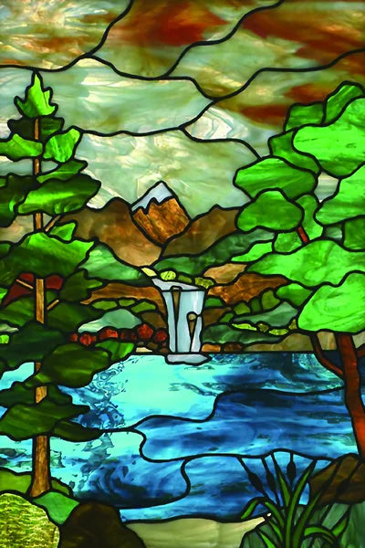 Custom Size Stained Glass Films,Frosted Privacy, Static Cling Poster, Retro Tree Scenic Color Printing Window Film Door Stickers