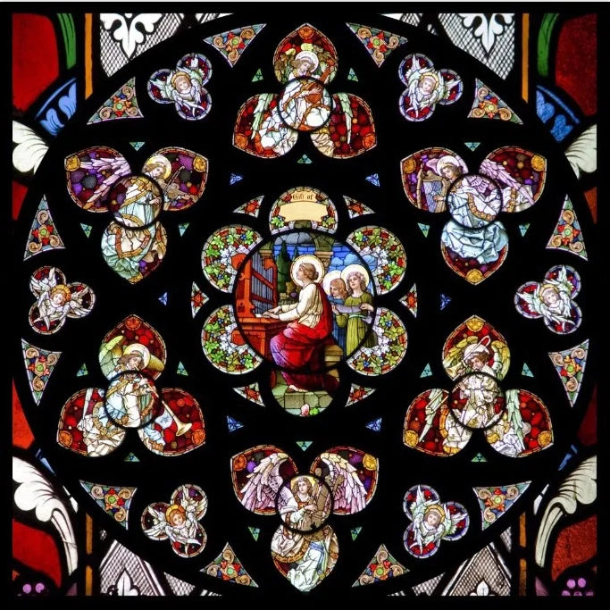 Custom Frosted Stained Glass Window Film,PVC Self-Adhesive Window Films,Retro Church Jesus Decor Foil Stickers, Window Treatment