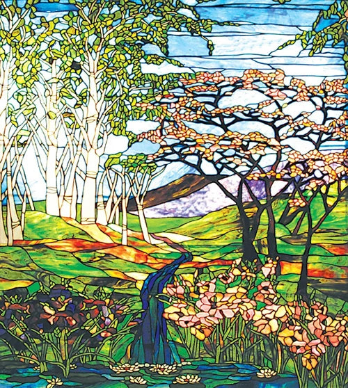 Custom Size Stained Glass Films,Frosted Privacy, Static Cling Poster, Retro Tree Scenic Color Printing Window Film Door Stickers