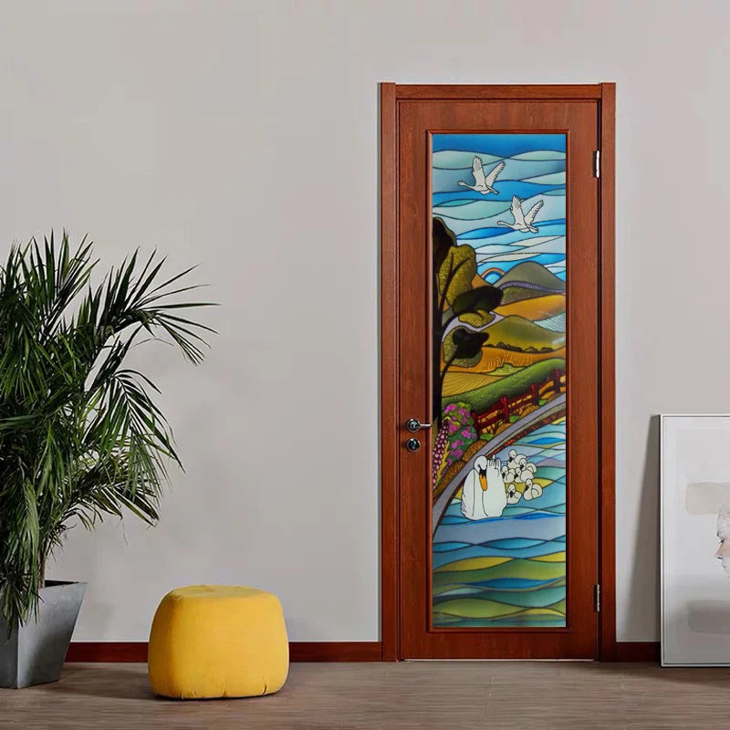 Custom size Window Film Poster Static Cling Frosted Stained Glass Sticker For Bathroom Sliding Door Kitchen Cupboard Home Decor