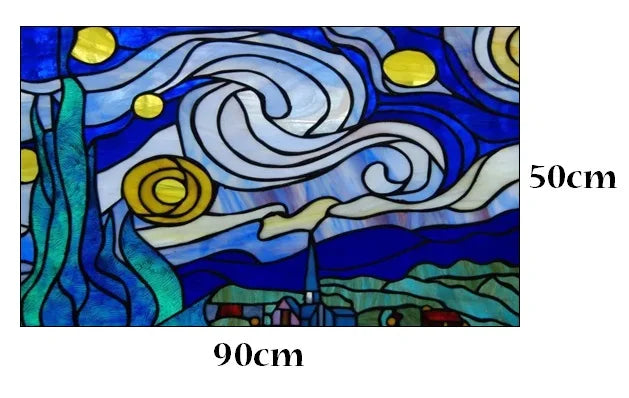 Custom Size Stained Glass Window Film, Gothic Church, Tree, Flower, Bird Sticker for Kitchen, Bathroom, Sliding Door, Home Decor