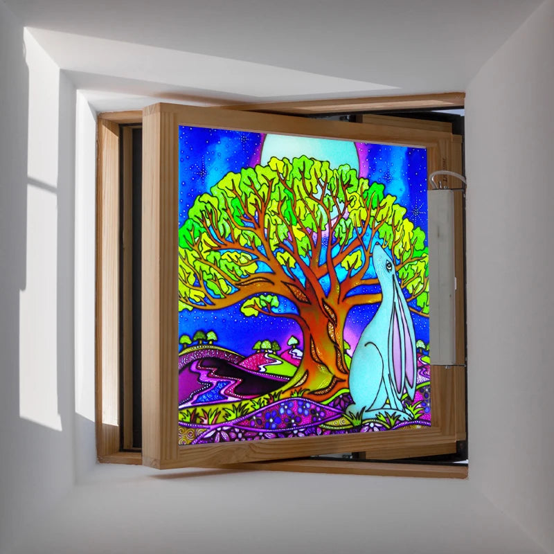 Window Film Stained Glass Films Frosted Privacy Static Cling Sticker Rabbit For Bathroom Cabinet Door Home Decor Skylight Covers