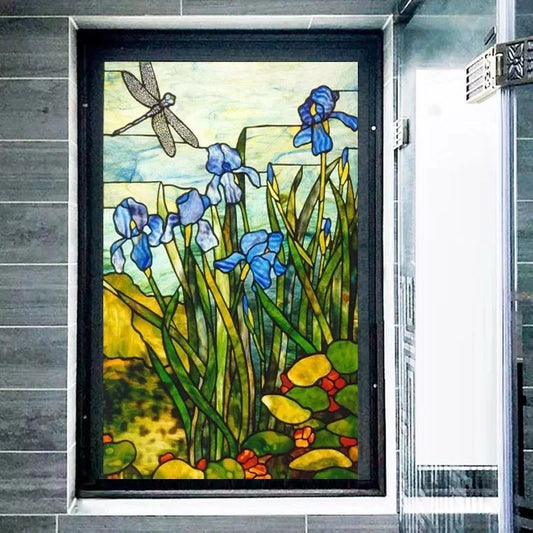 Custom Size Stained Glass Window Film, Gothic Church, Tree, Flower, Bird Sticker for Kitchen, Bathroom, Sliding Door, Home Decor