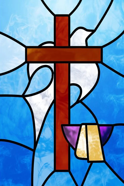 Window Film Frosted Stained Glass Films,Customized Static Cling Church Crosses Picture,Privacy Sticker for Office Home Decor