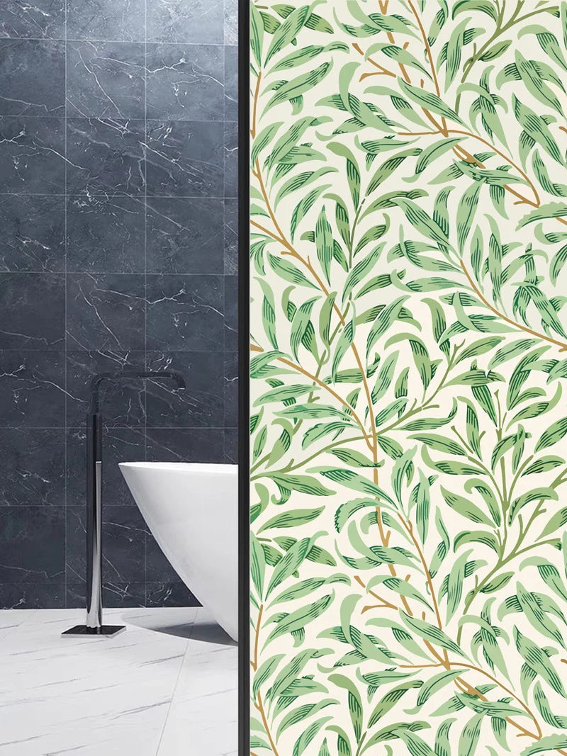 Custom Size Stained Glass Window Film Electrostatic Privacy Protection Reusable Removable Home-Decor Window Covering Leave Fruit