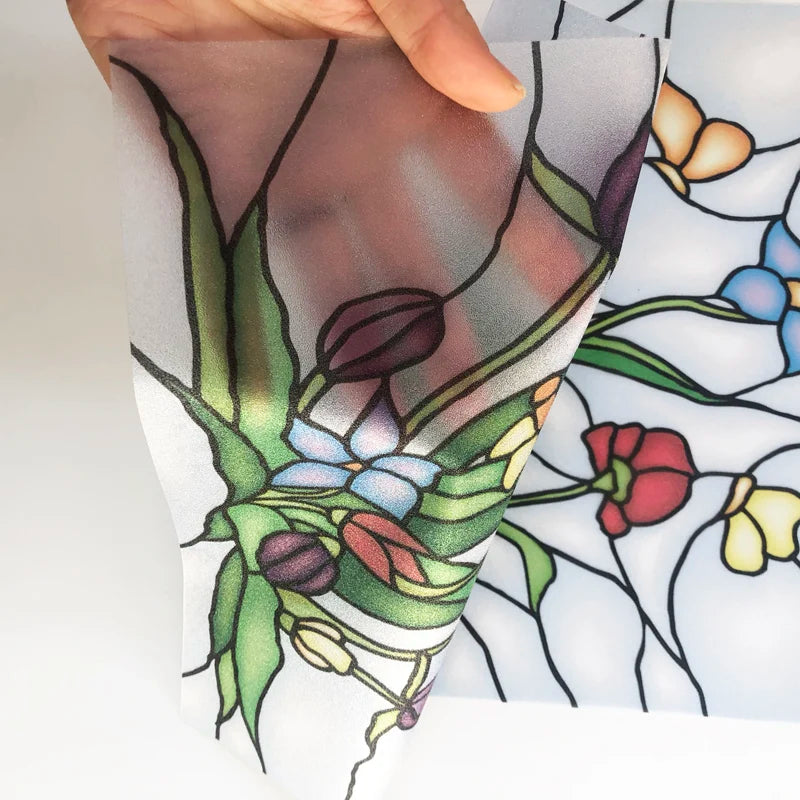 Customized Size Stained Glass Film Window Films Static Cling Frosted Church Sticker Bathroom Kitchen Cupboard Door Home Decor