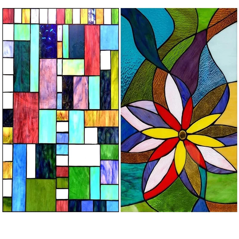 Custom Size Window Film, Stained Glass Stickers, Static Cling, 3D Print Rainbow Mosaic for Window Door, Home Decor