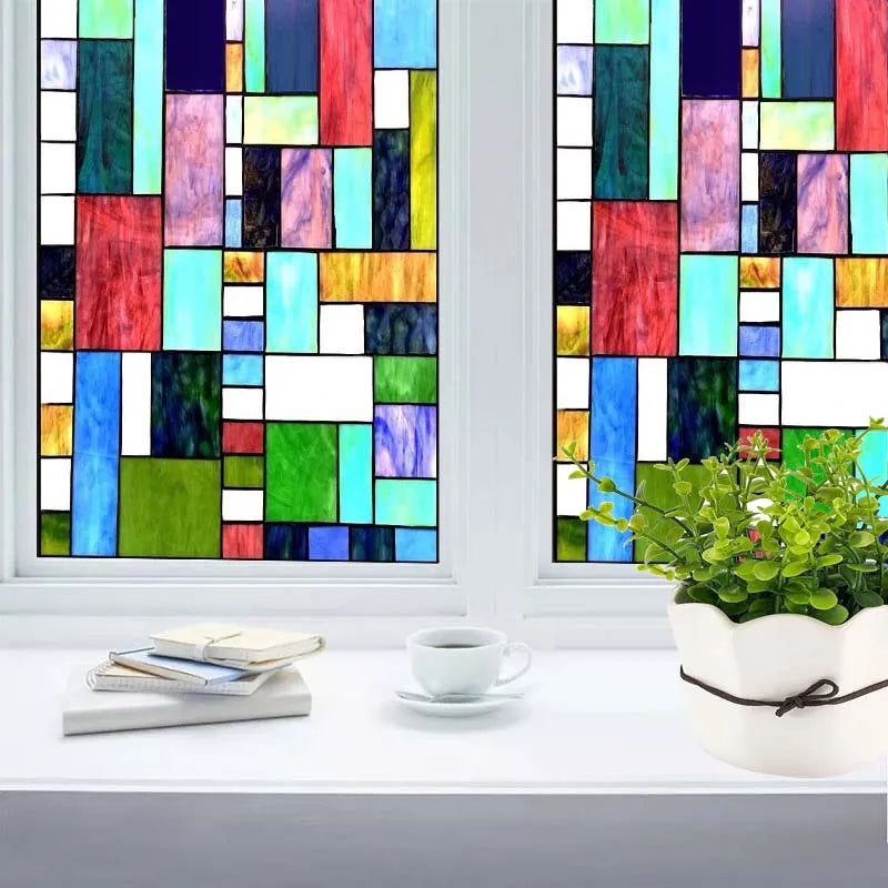 Custom size Window Film Stained Glass Films Retro Glass Window Film,Home Decorative Privacy Film Static Cling Glass Sticker