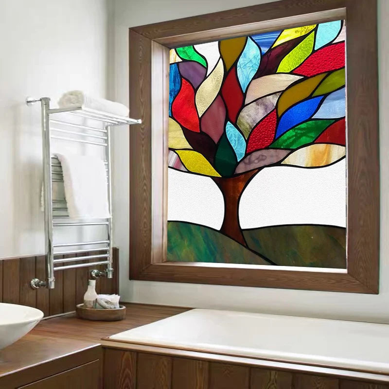 Frosted Stained Glass Films,Customized, Multicolored Static Cling,Privacy Protection, Reusable, Removable, Home-Decor