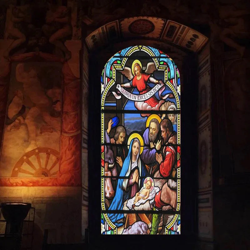 Custom Size Window Film, Stained Glass Films, Jesus Virgin Mary, Frosted Foil Door Stickers ，Church Poster, Home Decor