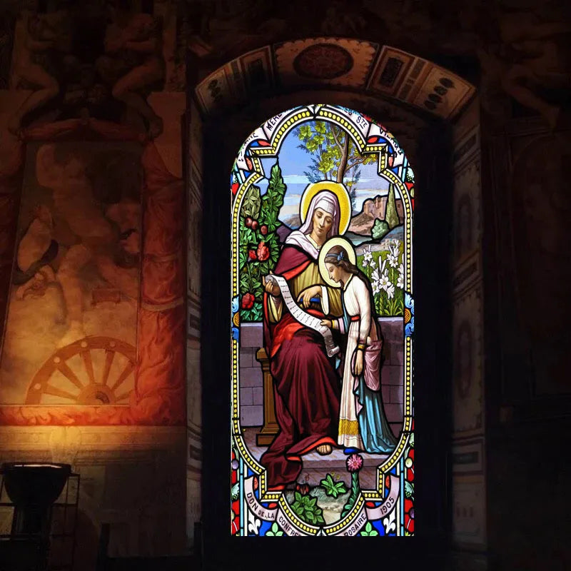 Custom size Window Film Stained Glass Films Jesus Christ Virgin Mary Window Sticker Paper Door Stickers European Church Style