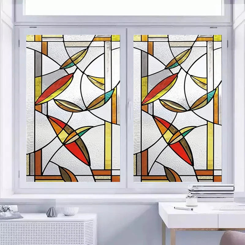 European Church Glass Film Stained Window Opaque Sticker Self Adhesive/Static Cling Decor Privacy Frosted Films Custom Size