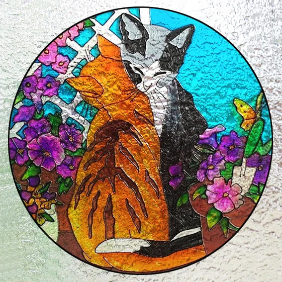 Custom 3D Frosted Stained Glass Window Film, Static Cling,Retro Church Jesus Birds Cat Home Decor Stickers Rose Window Treatment