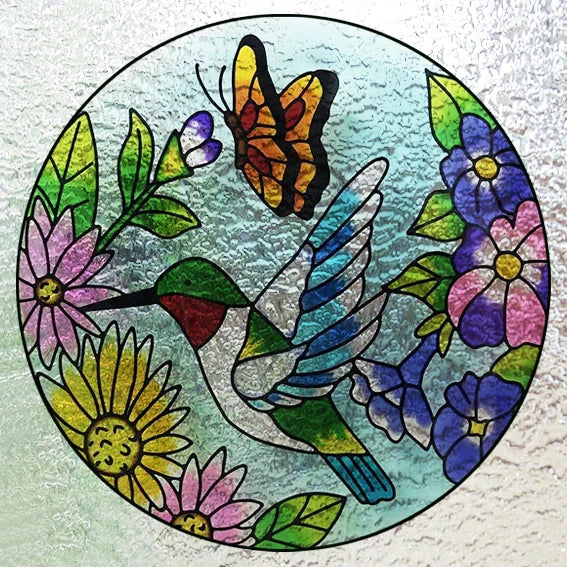 Custom 3D Frosted Stained Glass Window Film, Static Cling,Retro Church Jesus Birds Cat Home Decor Stickers Rose Window Treatment