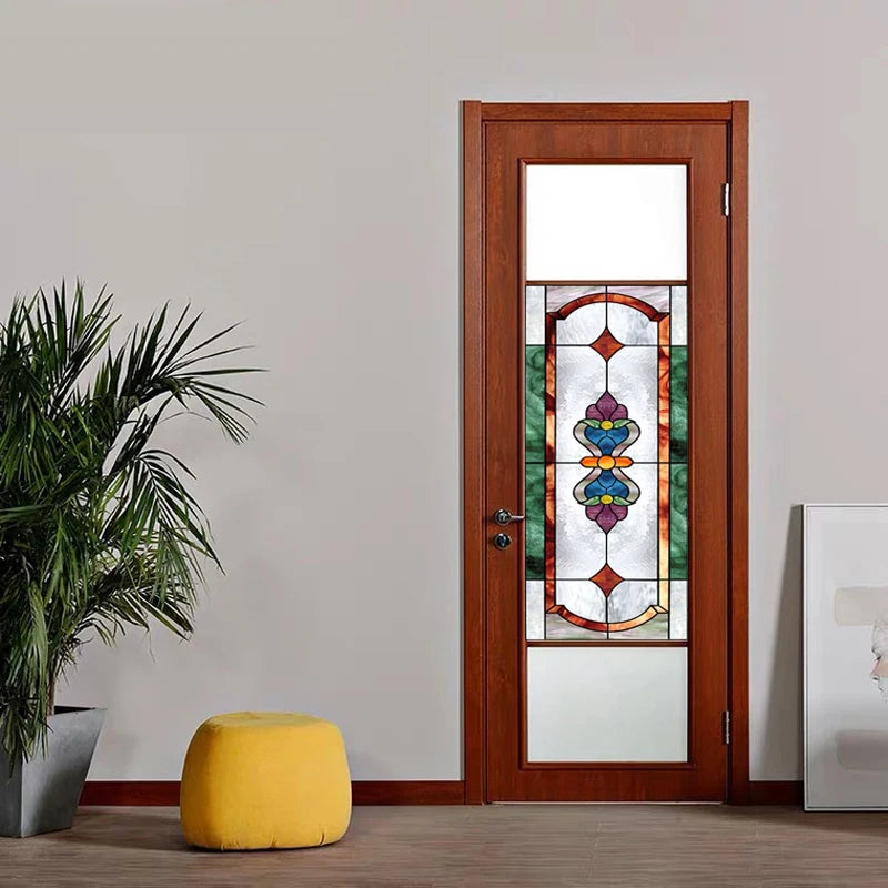 European Church Art Glass Film Stained Window Opaque Sticker Self Adhesive/Static Cling Decor Privacy do custom size B1014