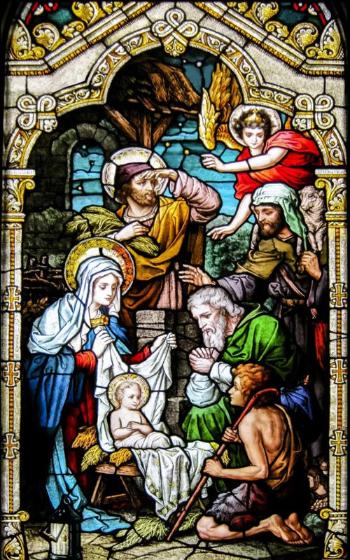 Frosted Stained Glass Window Film, Customized Jesus Virgin Mary Church Picture,Static Cling Door Stickers for Home Office