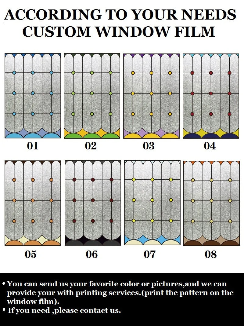 Custom Size Stained Glass Window Film Glue Free Frosted Glass Film Window Grille Bathroom Balcony Kitchen Window Privacy Film