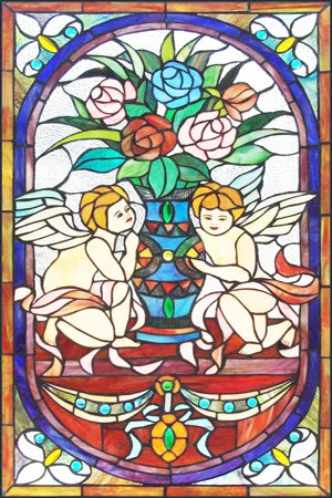 Frosted Stained Glass Window Film, Custom Size, Static Cling, People Girls Angel Sticker, Room, Kitchen, Office, Home Decor