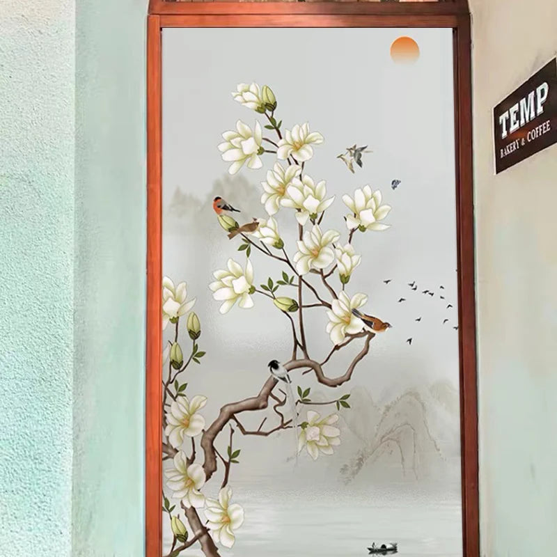 Custom Glass Window Film Static Frosted Light Transmitting Sticker Home Foil Stickers Waterproof Easy to install Flower Birds