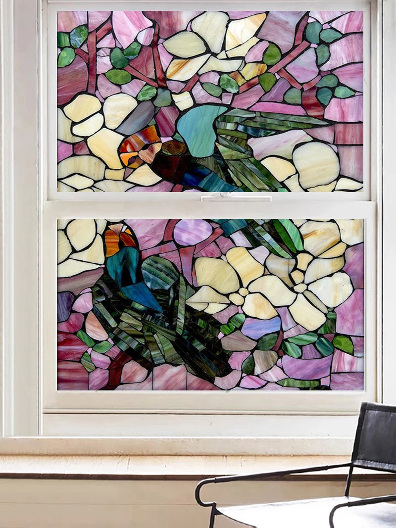 Frosted Stained Glass Films,Customized, Multicolored Static Cling,Privacy Protection, Reusable, Removable, Home-Decor