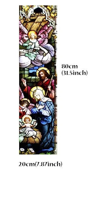 Custom Size Stained Glass Window Film, Jesus Virgin Mary,Frosted Foil Stickers for Sliding Door, Frendch Windows,Church Poster