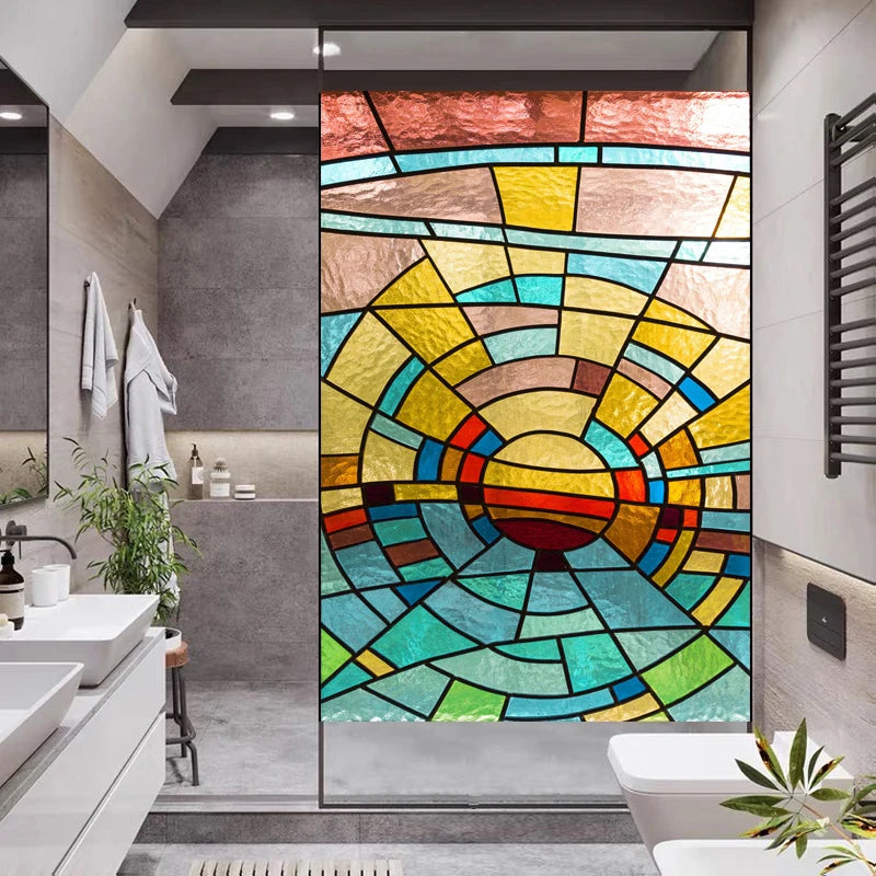 Customized Stained Glass Film Window Films,Static Cling Frosted Church Crosses,Bathroom Kitchen Cupboard Door Sticker Home Decor