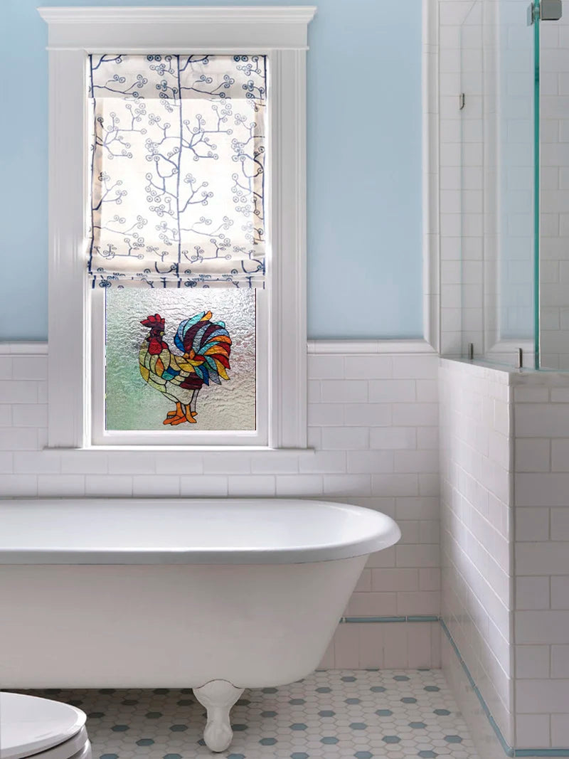 Customized Tiffany Style 3D Stained Glass Window Film,Static Cling Door Sticker,Privacy Frosted Window Decal for Glass Home