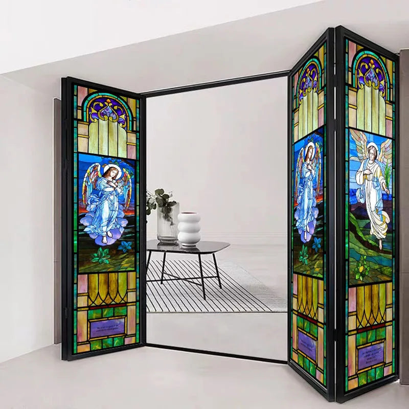 Stained Glass Window Film, Simulated Frosted, Static Cling, Privacy, Door Sticker, Church Jesus Painting, Custom Size