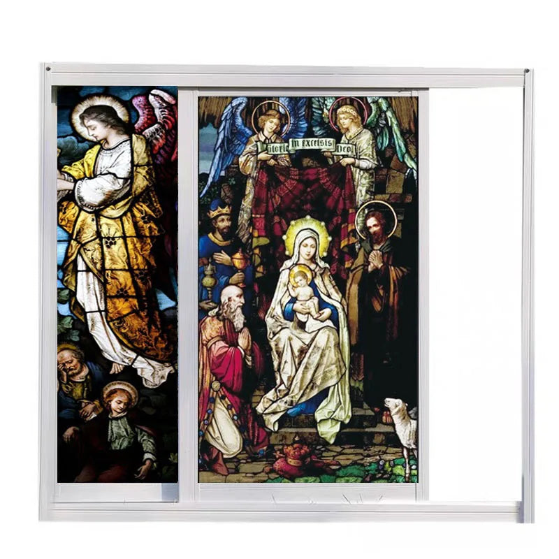 Stained Glass Window Films Decoration Sticker Film Frosted Vinyl For Privacy Window Film Church Jesus