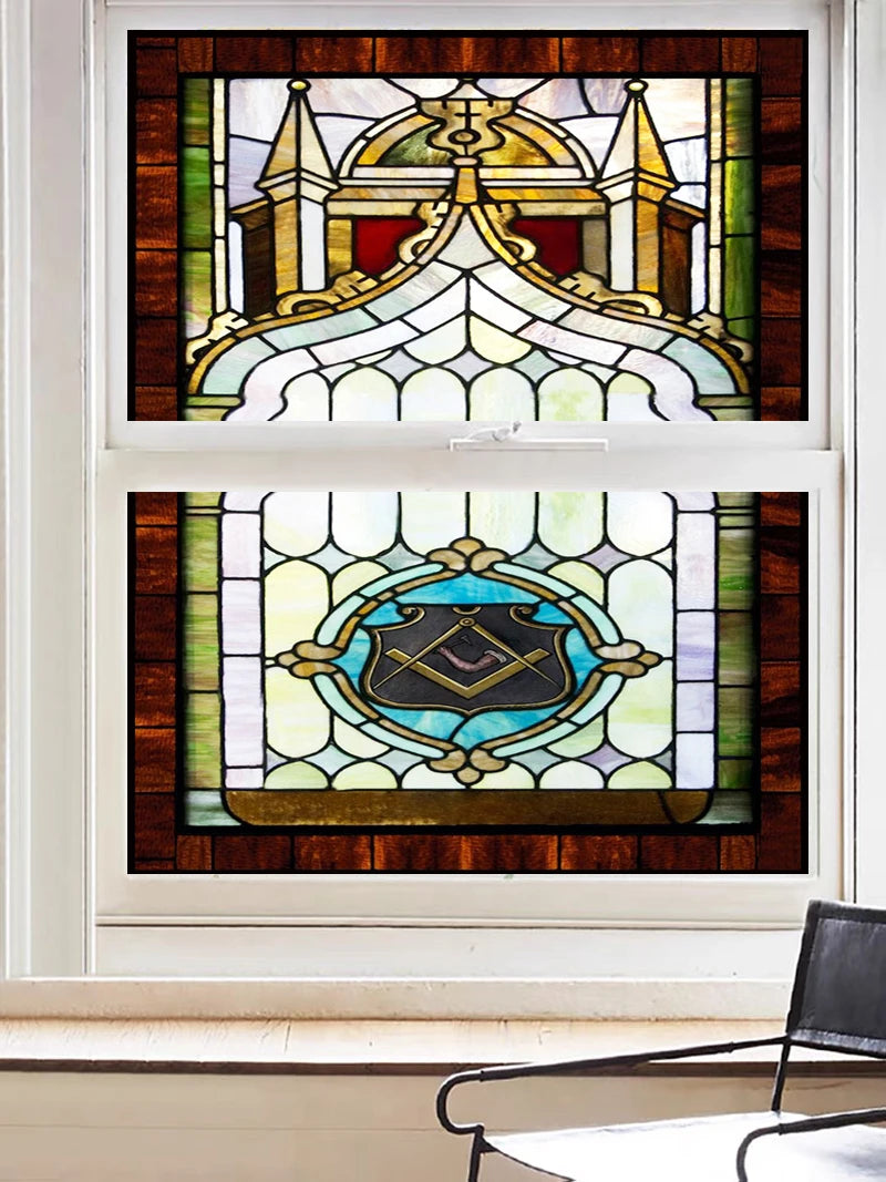 Window Film Frosted Religious Stained Glass Films,Customized Crosses Dove Static Cling Church Pattern for Office Home Decor