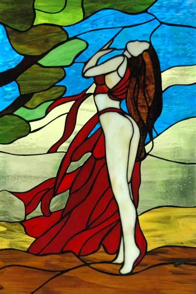 Custom Size Stained Glass Window Film, Church Sticker, Girl Angel Painting, Kitchen, Bathroom, Bedroom, Door, Home Decor