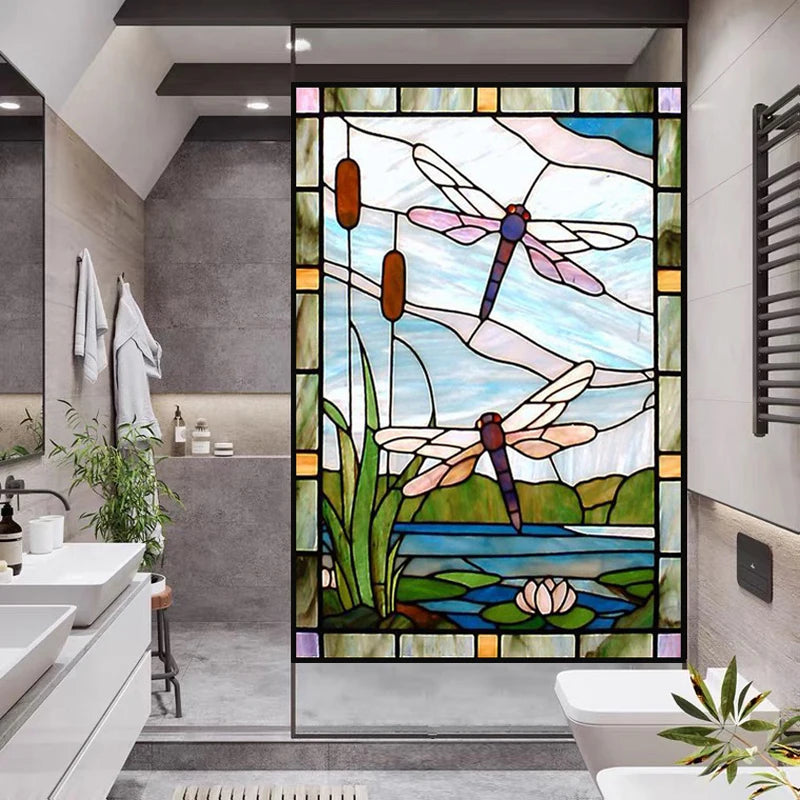 Window Film Frosted Stained Glass Films,Customized Static Cling Sticker,Privacy Protection Reusable Home-Decor Suncatcher