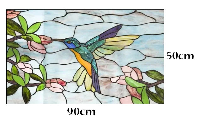 Custom Size Stained Glass Window Film, Gothic Church, Tree, Flower, Bird Sticker for Kitchen, Bathroom, Sliding Door, Home Decor