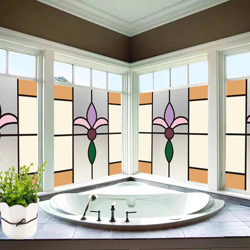 Custom size Window Film Stained Glass Films Frosted Privacy Film Static Cling Removable Sticker Bedroom Kitchen Bathroom Decor