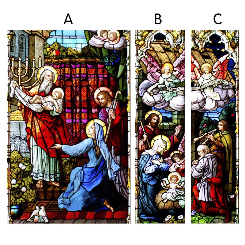 Custom size Stained Glass Window Film Jesus Virgin Mary,Home decor Frosted foil door stickers ,Church poster