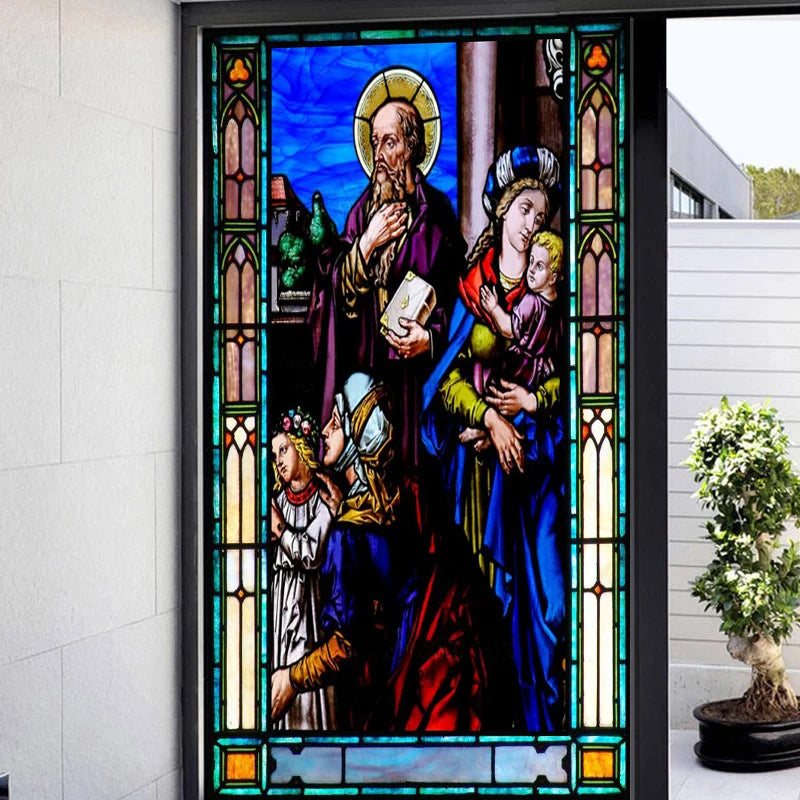 Window Film Frosted Stained Glass Films,Customized Chris/Jesus/Mary Pictures,Church, Chapel Prayer Room Home Decor